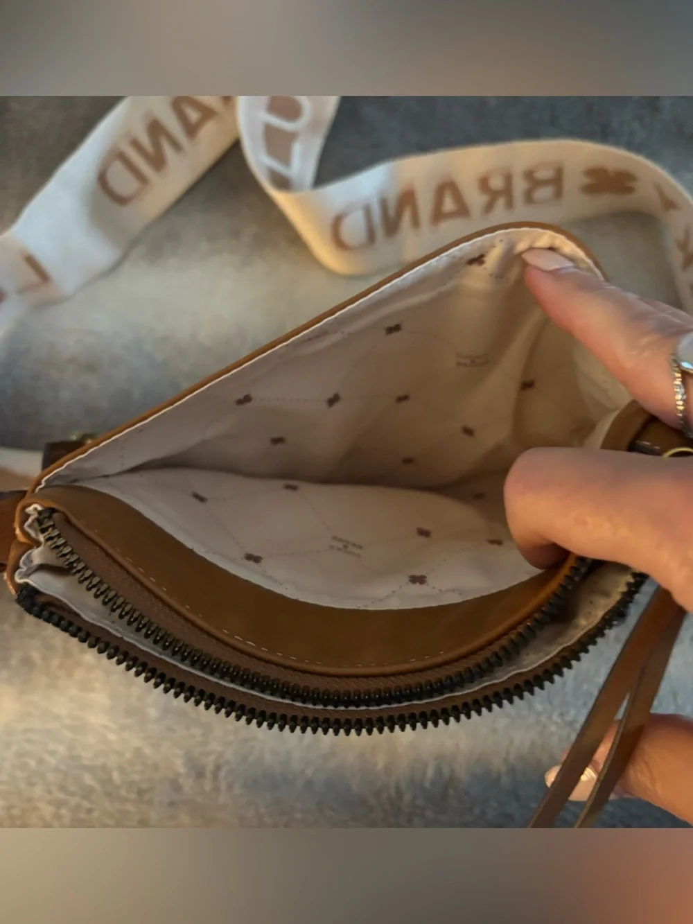 Lucky Brand Lani Vegan Leather Crossbody Bag Dachshund Logo Strap